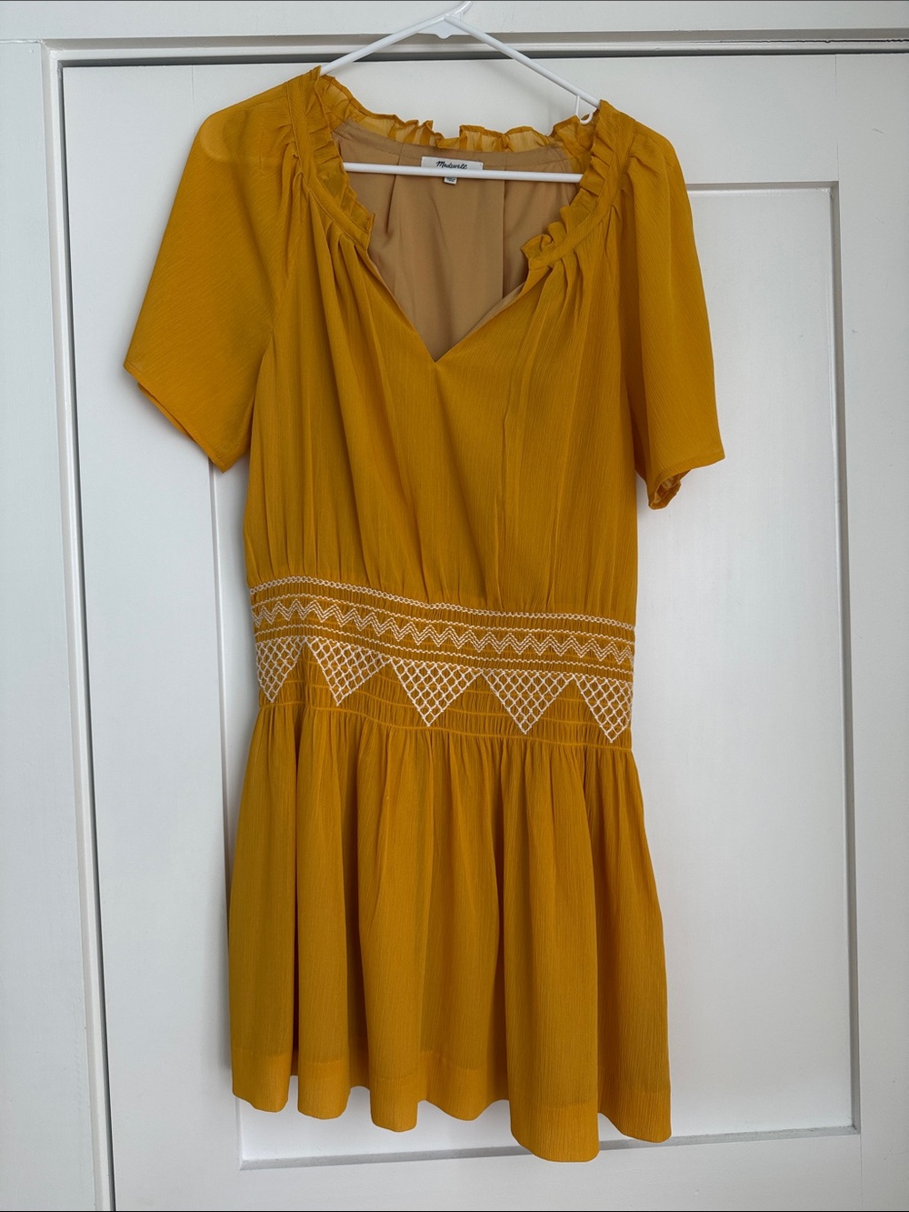 Madewell Mustard Yellow V-Neck Short Sleeve Mini Dress